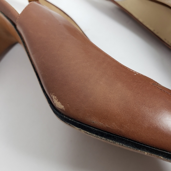 Ferragamo Cognac Brown Leather Slingback Heels 7.5 - Picture 16 of 16